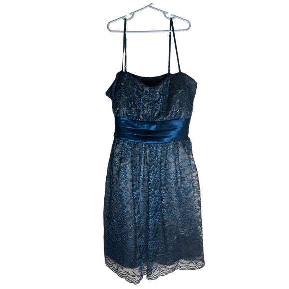Trixxi Blue Lace dress with satin bow size 13 - Picture 1 of 4